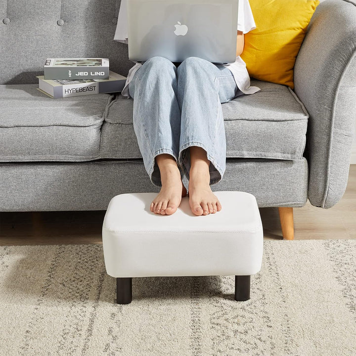 YMYNY Rechteckiger Fusshocker Sitzbank, 42 x 29 x 23 cm, Gepolsterter Hocker aus PU-Leder, mit Holzb