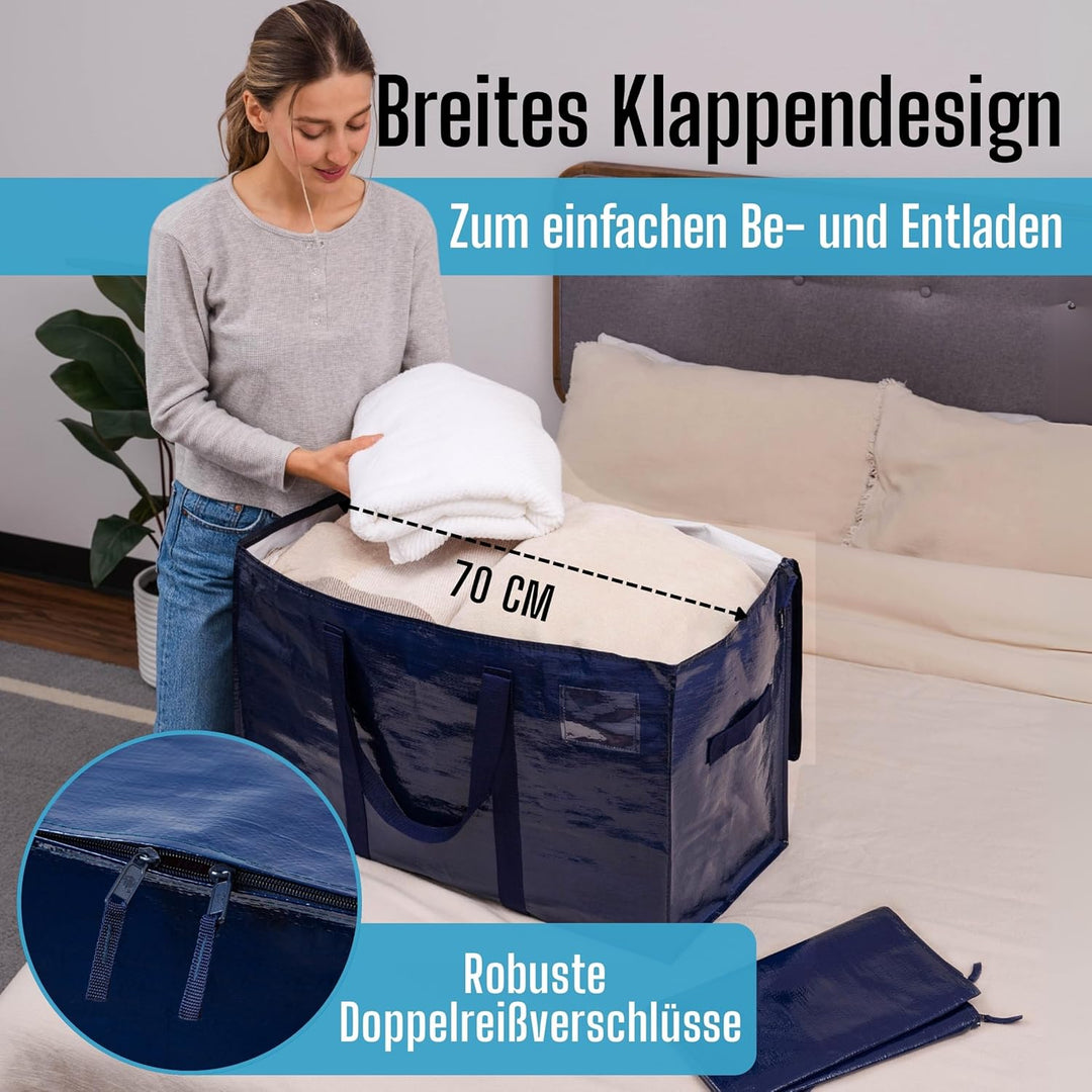 VENO 102 Liter Grosse Aufbewahrungstasche, Aufbewahrungsbox mit Deckel, Starke Griffe Umzugstaschen