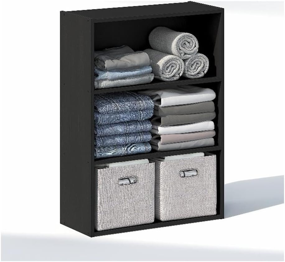 Furinno Reed Kleiderschrank-Organizer und Aufbewahrungssystem, 3-stufiger Organizer, offene Regalauf