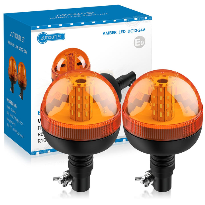 AUTOUTLET 2X Rundumleuchte, 40 LED Warnleuchten Amber Rundumkennleuchte Blinkleuchte 12V/24V, mit 3