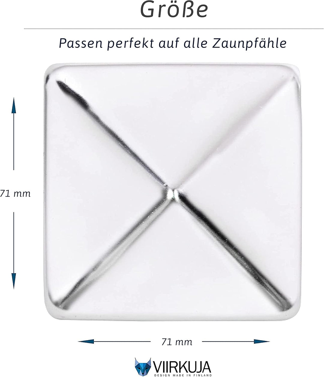 Pfostenkappen 7x7 cm - 10 Stück, 70x70 mm, Edelstahl Zaunpfosten Metall, Pyramidenform - Abdeckkappe