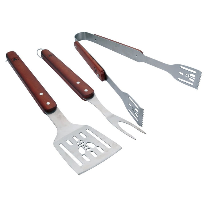 LAGUIOLE - Grillset 3 praktische Utensilien - Spatel - Gabel - Klemme - Edelstahl, Holz - Geschenkbo