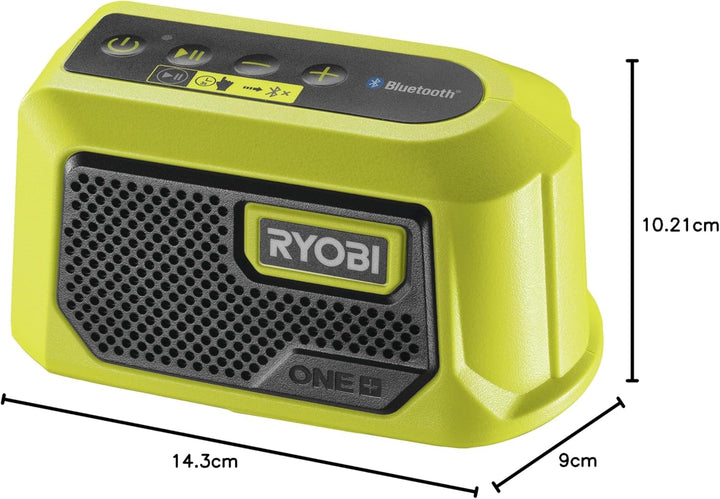 RYOBI 18 V ONE+ Akku-Bluetooth Box Mini RBTM18-0 (Ausgangsleistung 5 Watt, Lautsprecher Durchmesser