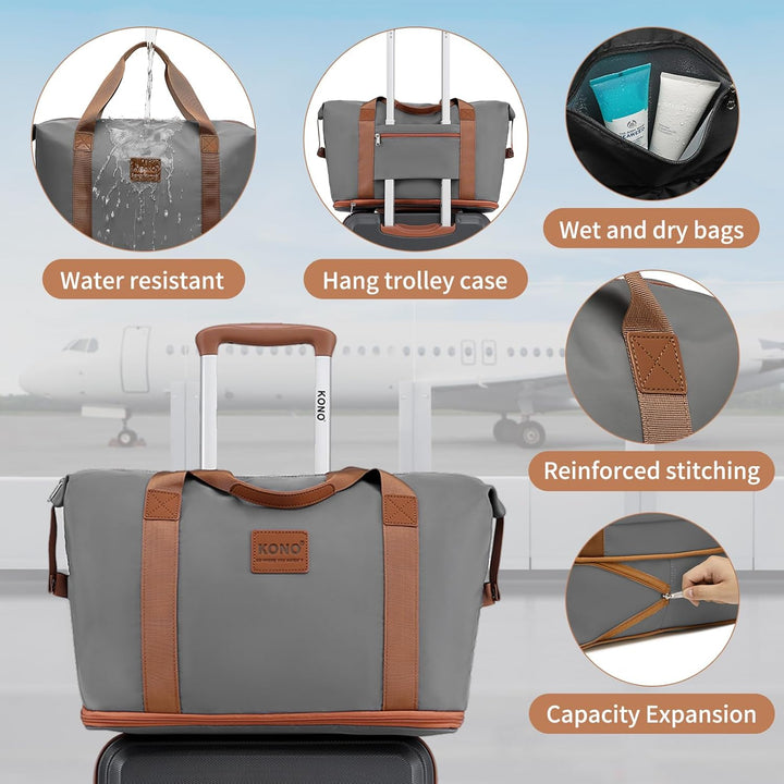 KONO Reisekoffer Set Gepäcksets 4 Teilig Kofferset, 55cm Handgepäck mit Beautycase Kosmetikkoffe mit