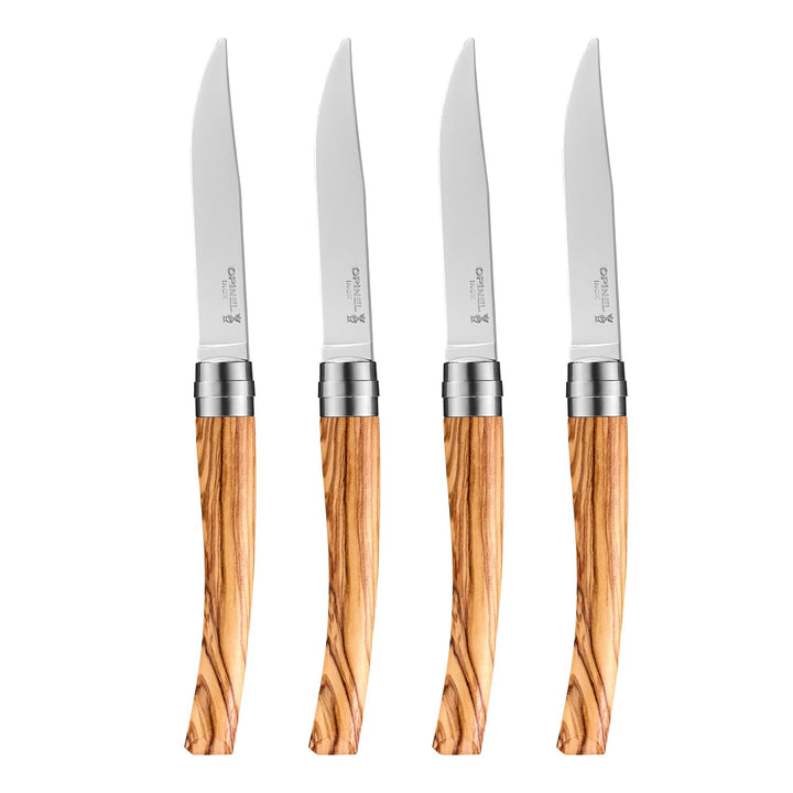 Opinel Table Chic Messer Set aus Olivenholz in der Farbe Braun, enthält 4 Messer, Klingenlänge: 10 c