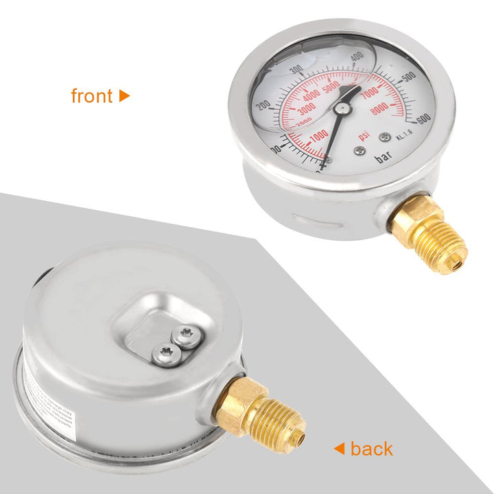 G 1/4"Hydraulik Manometer, 0-600Bar 63mm Zifferblatt Wasser Manometer aus Metall