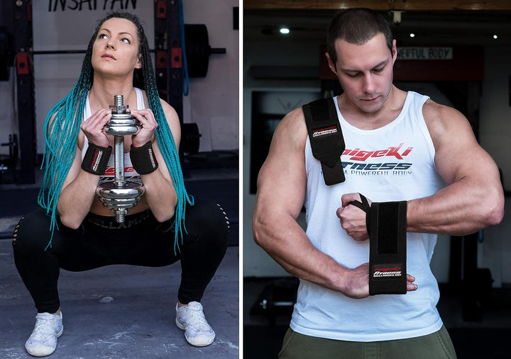 Raigeki Fitness Handgelenk Bandagen [2er Set] Extra starker Halt (+ Trainingspläne) Handgelenkbandag