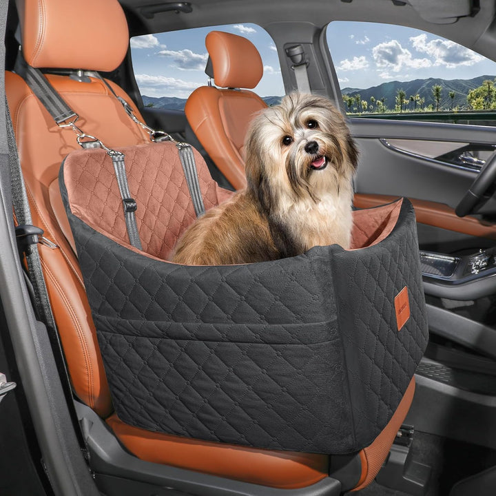 Hunde Autositz für kleine bis mittlere Hunde,Waschbarer hundesitz Auto mit Aufbewahrungstaschen, ver