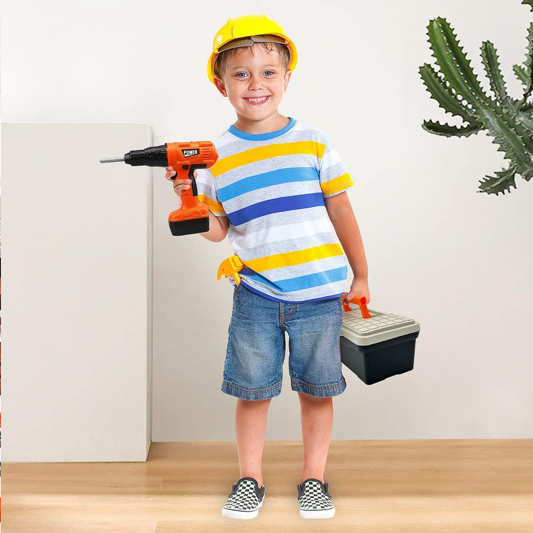 48 Stück Arbeitswerkzeuge Spielzeug Kinder Bausteine Werkzeugkoffer mit Bohrmaschine Nachahmung Lern