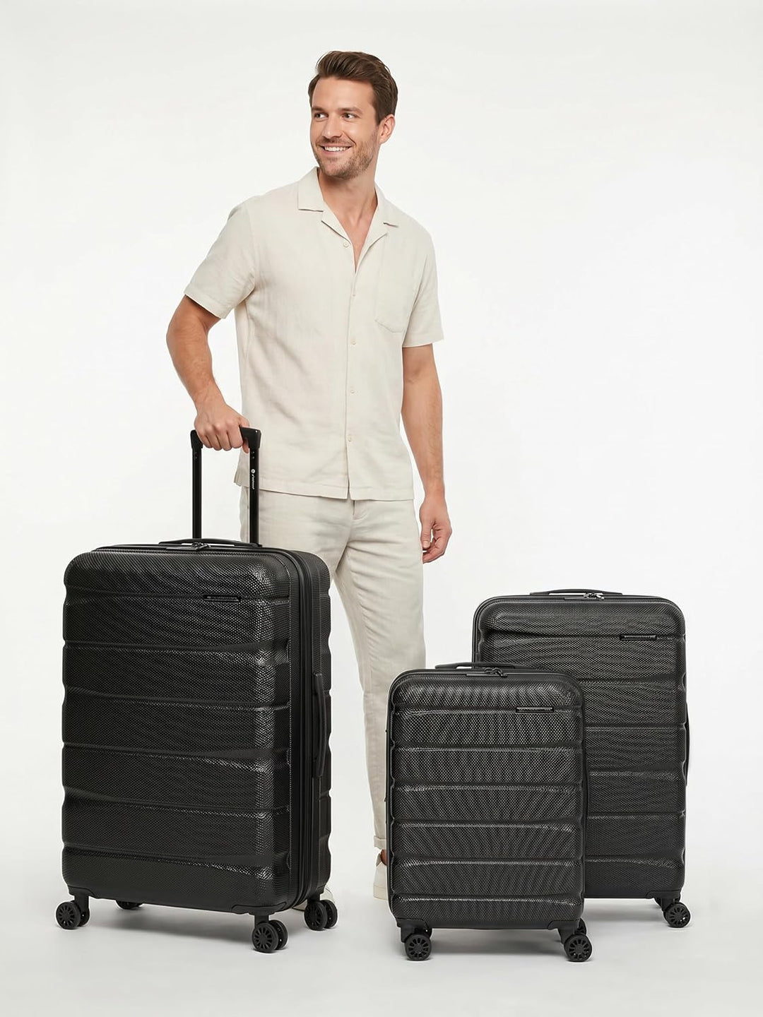 Franky Munich 4.0 Koffer Set | Trolley Hartgepäck - Handgepäck Koffer mit 4 Rollen Einer Dehnfalte,