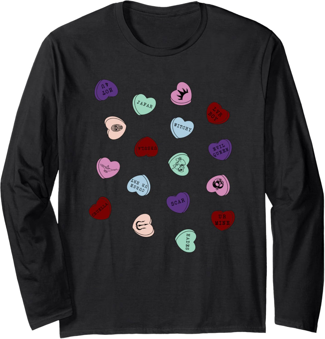 Disney Villains Valentinstag Character Candy Heart Icons Langarmshirt
