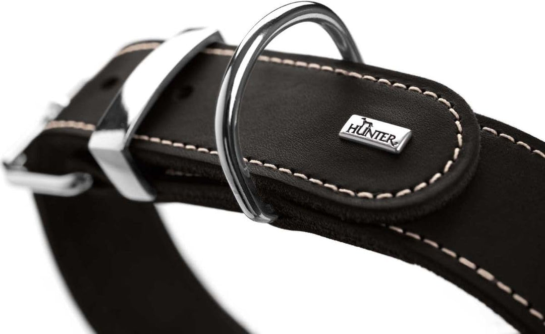 HUNTER AALBORG SPECIAL Hundehalsband, Leder, strapazierfähig, komfortabel, 60 (M-L), schwarz schwarz