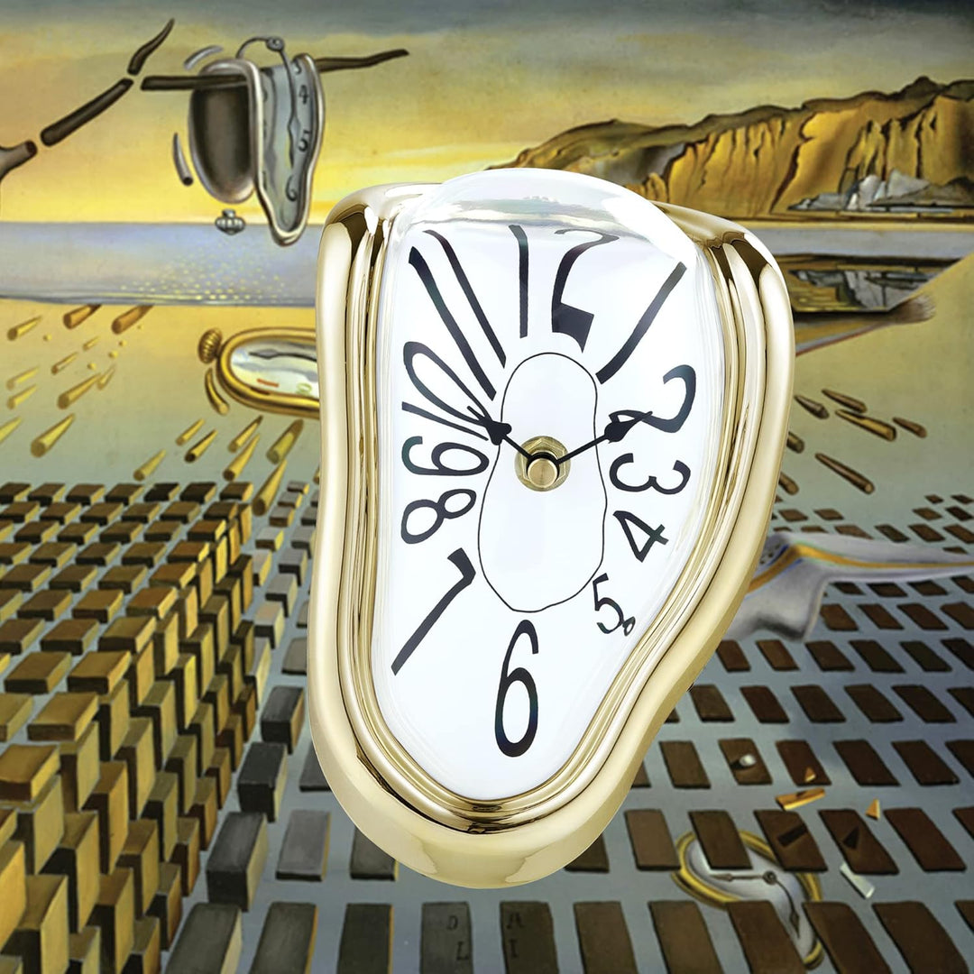 Lafocuse Lautlos Salvador Dali Uhr Gold, Geschmolzene Uhr Ohne Tickgeräusche, Tischuhren Modern Schm