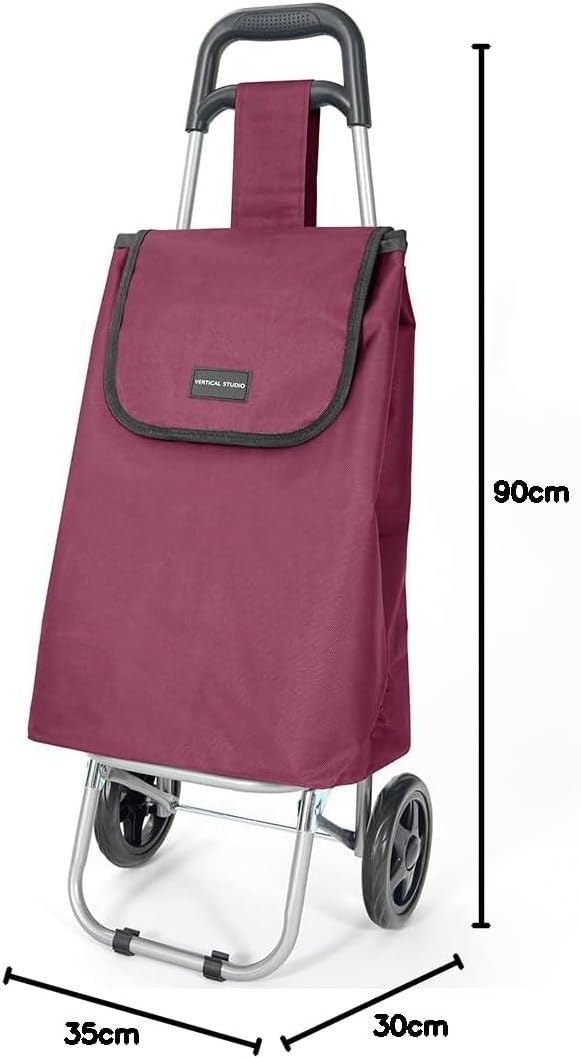 Einkaufstrolley 35 L – Klappbar, leicht & robust, mit Alugestell, Reissverschlusstasche & Klettversc