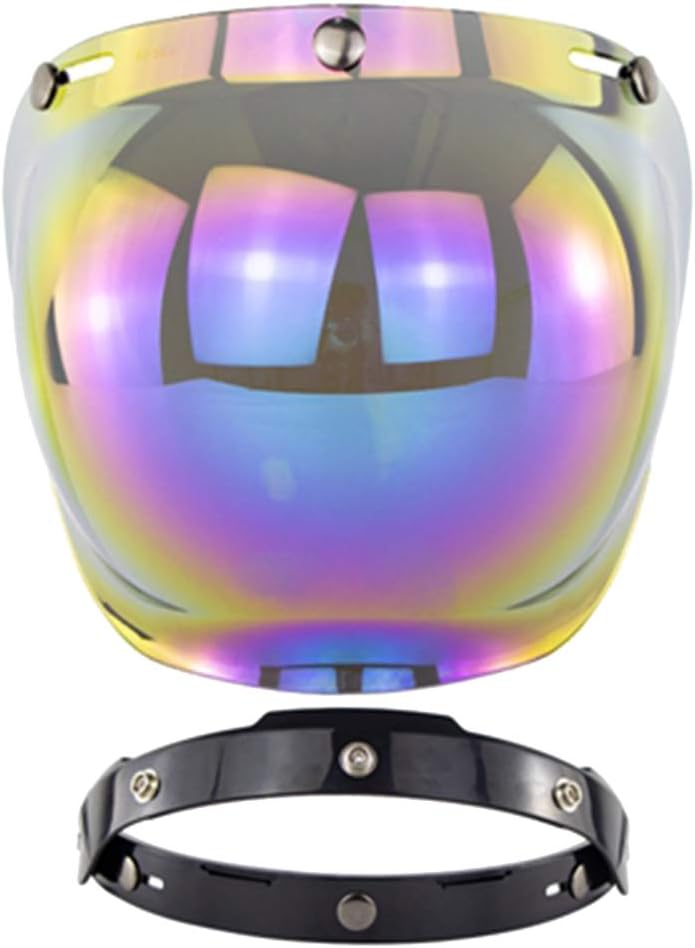 Helm Bubble Shield, Open Face Helm Bubble Visier Motorrad Motorradhelme Zubehör Regenbogen, Regenbog