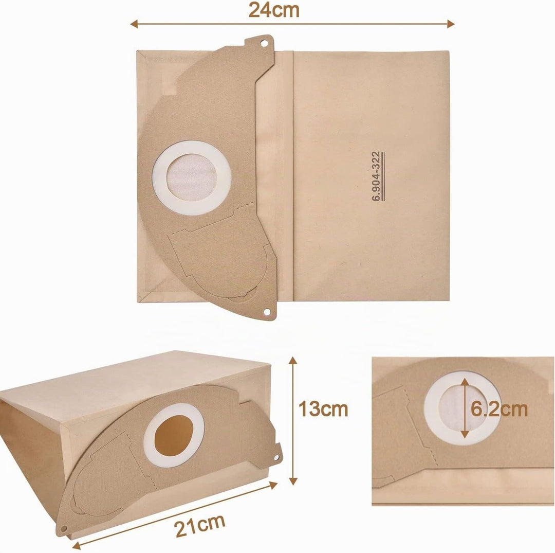 Rebirthcare 15 Stück 6.904-322.0 Staubsaugerbeutel für Kärcher WD2 Beutel Filtertüten WD2 Premium MV