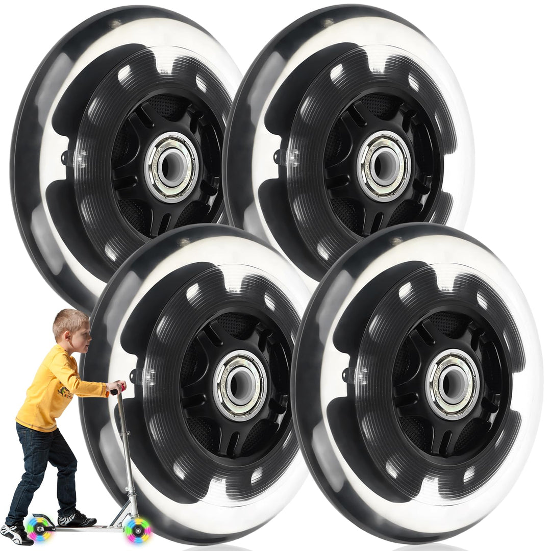 4 Stück Leuchtende Stunt Scooter Rollen, 80mm Leuchtende Stunt Scooter Roller Räder, Led Ersatzräder