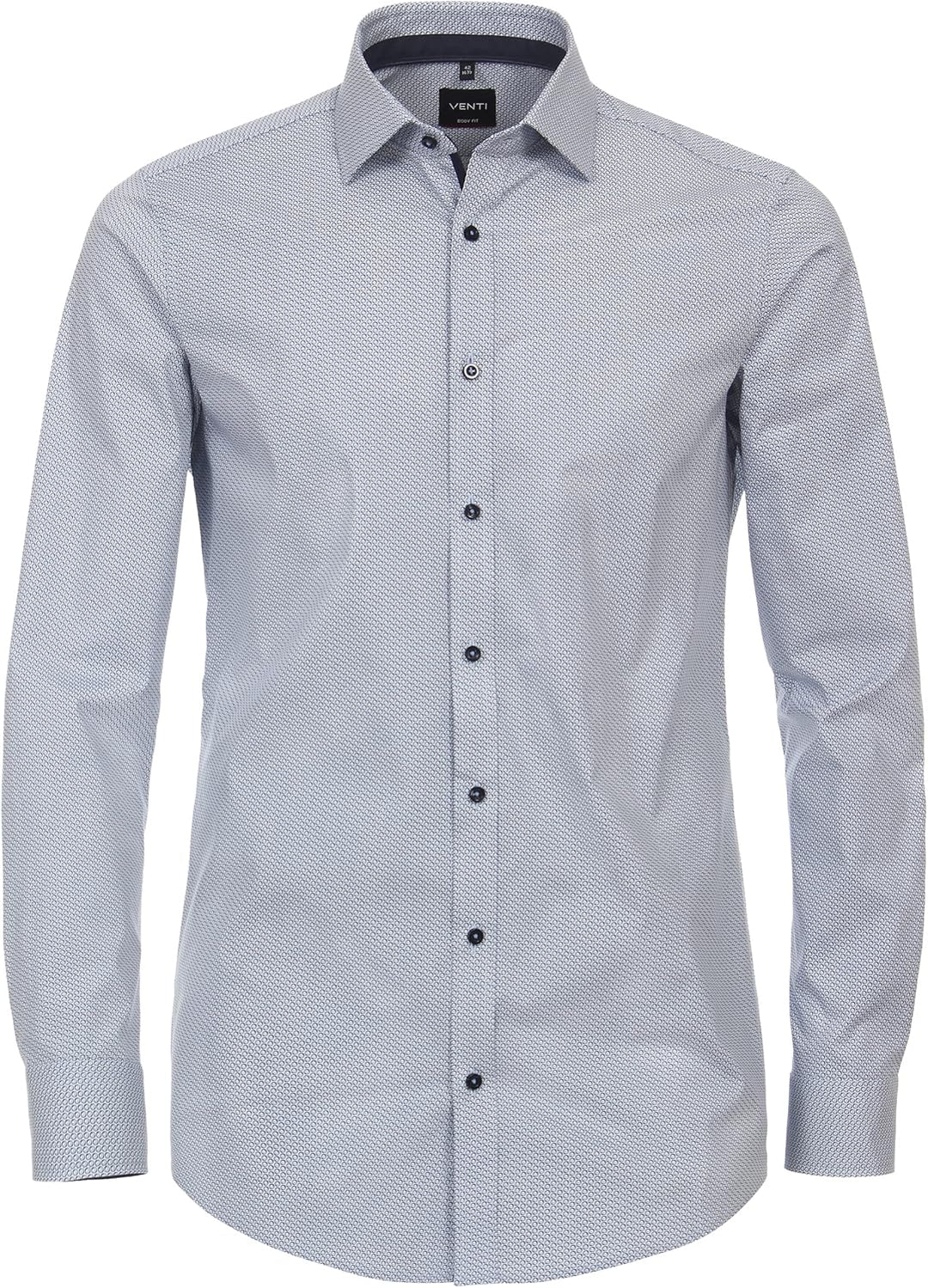 Venti Businesshemd Print Body Fit Standard 36 Mittelblau, Standard 36 Mittelblau