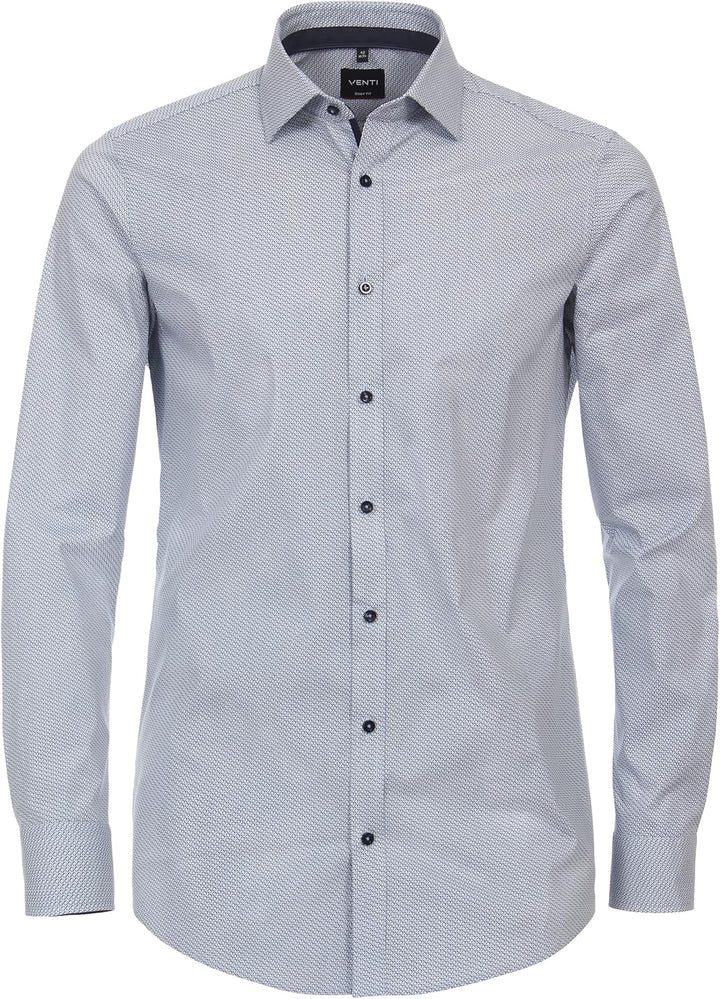 Venti Businesshemd Print Body Fit Standard 36 Mittelblau, Standard 36 Mittelblau