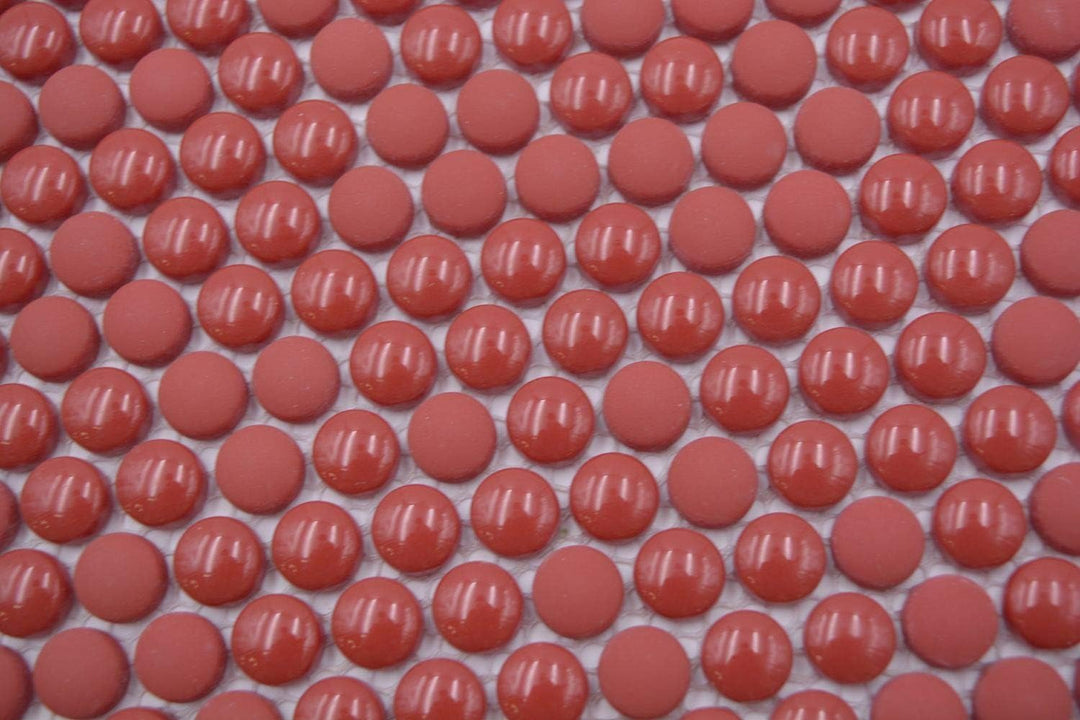Glasmosaik Fliese Knopf Enamel mix rot glänzend/matt für WAND BAD WC KÜCHE FLIESENSPIEGEL THEKENVERK