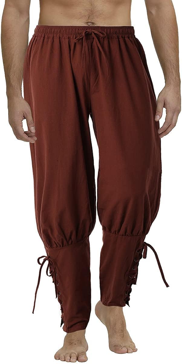 COSDREAMER Herren Mittelalterhose Wikinger Piraten Kostümhose Braun XXL XXL Braun, XXL Braun