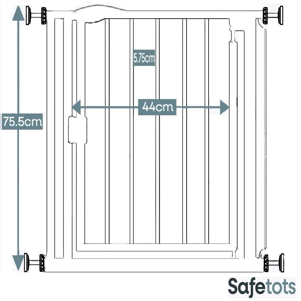 Safetots Druckmontage Selbstschliessendes Treppengitter, Extra Schmal, 61 cm - 66,5 cm, Weiss, Autom