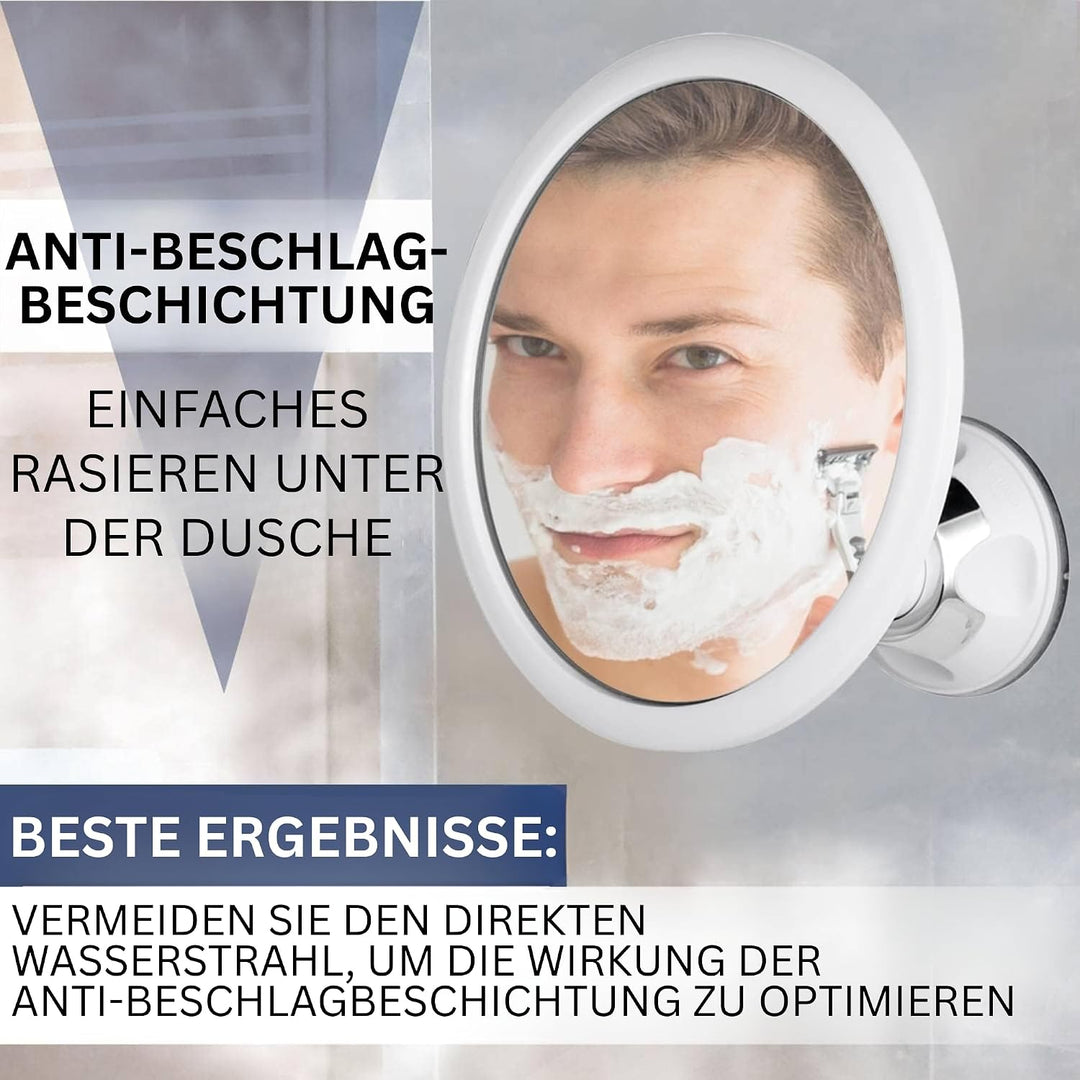 Mirrorvana Kleiner Duschspiegel antibeschlag und bruchsicher, runder Wandspiegel mit starkem 360° Sa