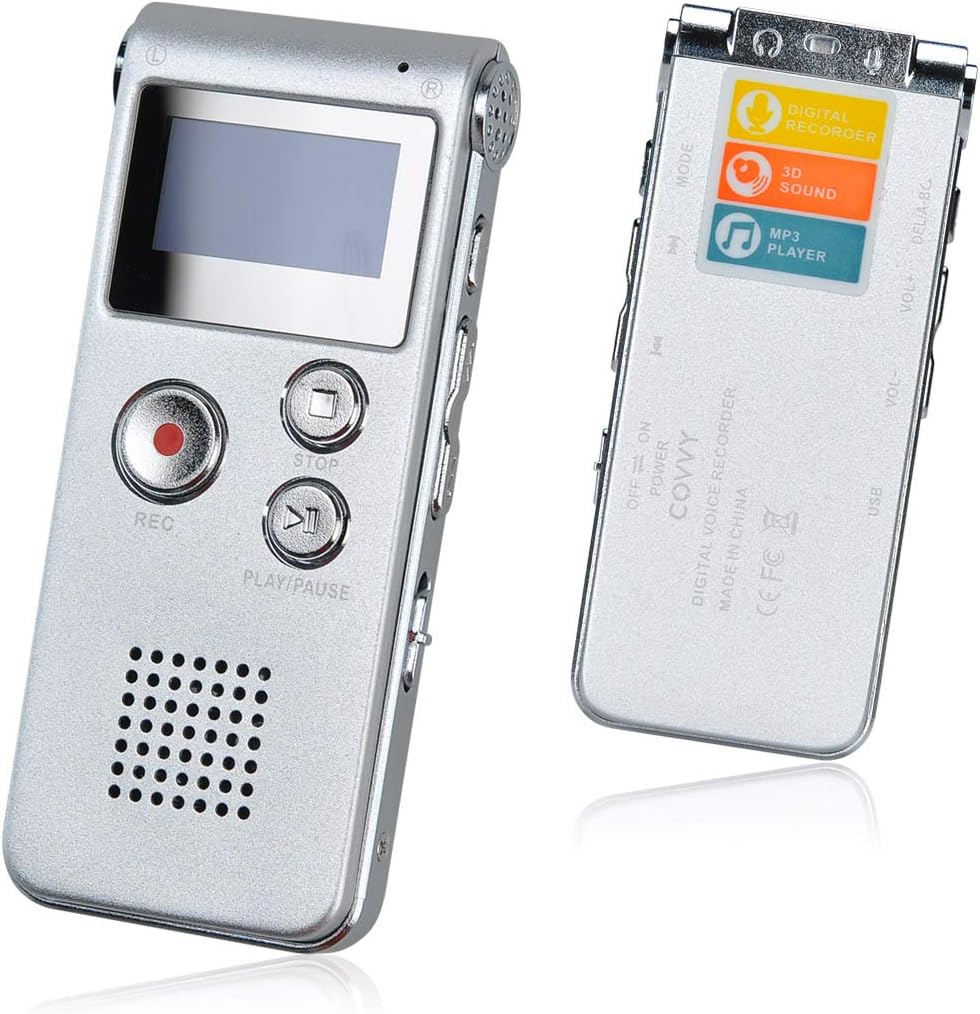 Digitales Diktiergerät,COVVY 8GB Audio Aufnahmegerät,Digitaler Voice Recorder mit Spracherkennung fü