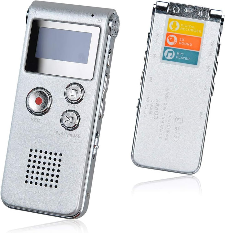 Digitales Diktiergerät,COVVY 8GB Audio Aufnahmegerät,Digitaler Voice Recorder mit Spracherkennung fü
