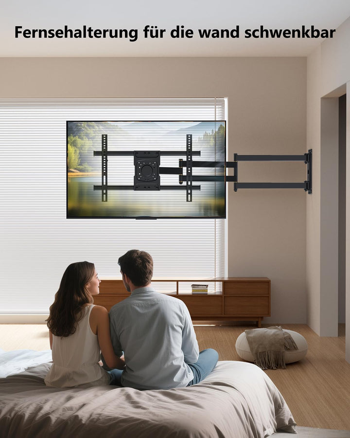 TV Wandhalterung mit 1016mm Extra Langem Gelenkarm, Fernsehhalterung Wand Schwenkbar 3 Klappbare Arm