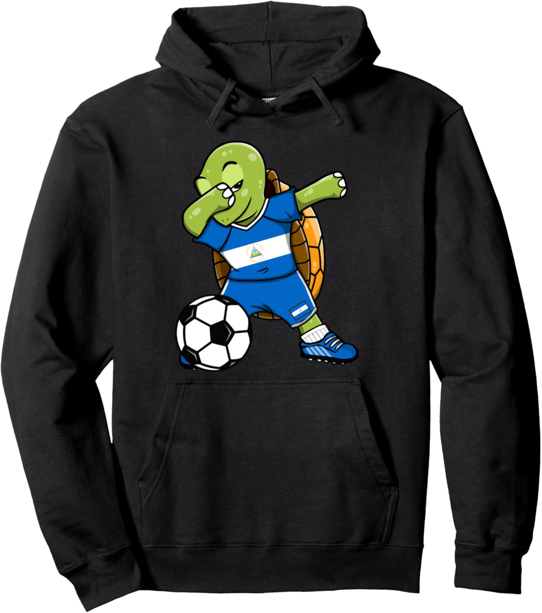 Dabbing Schildkröte Nicaragua Fussball Mannschaft Flagge Pullover Hoodie