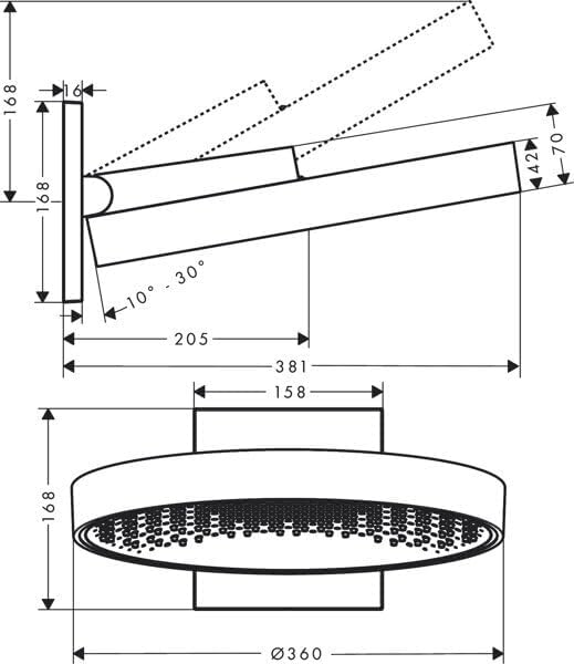 hansgrohe Rainfinity - Kopfbrause, runde Duschbrause (⌀ 360 mm), Regendusche mit 1 Strahlart für Wan