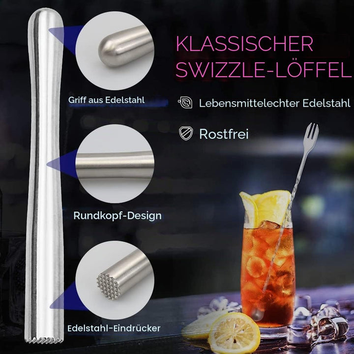 Cocktail Stössel Aus Edelstahl Mit Stössel Rührlöffel,Zitronen Stampfer Eisstössel Muddler Zum Maisc