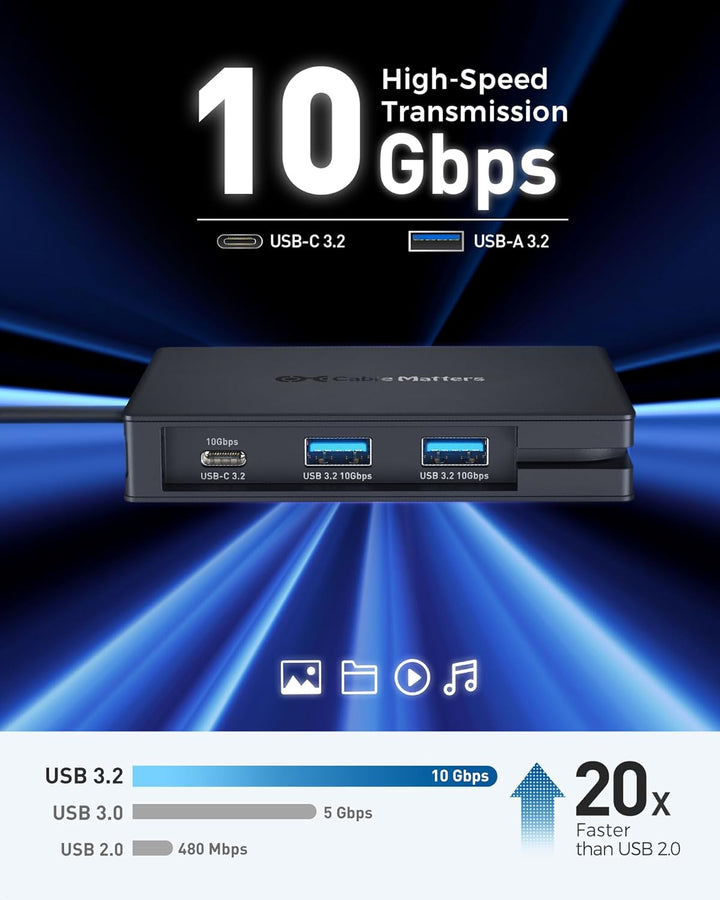 Cable Matters 8-in-1 portable 40Gbit/s USB4 Hub (USB 4 Dock) Dual-DisplayPort 4K@60Hz, Single-Displa