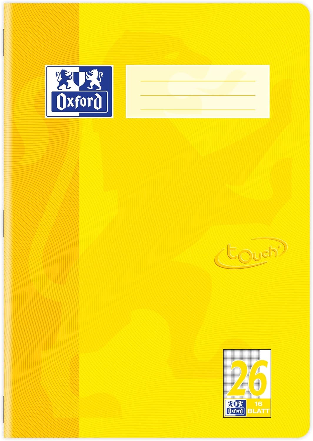 Oxford Schulheft A4, Touch, 16 Blatt, Lin. 26, kariert, gelb & flieder, 15 Stück