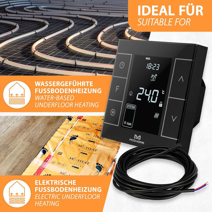 MCO Home Z-Wave Raumthermostat MH7H-EH für Fussbodenheizung & Infrarot-Heizung/Z-Wave Smarthome komp