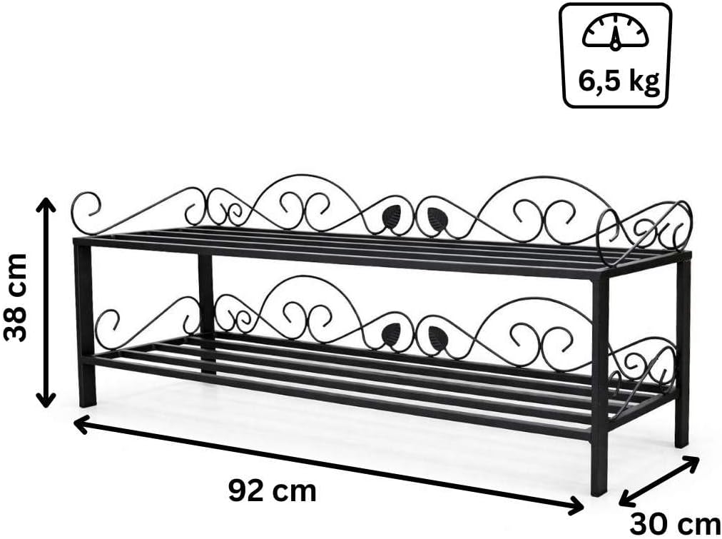 DanDiBo Schuhregal Mi-2 Regal 92 cm Schuhschrank 21236 Schuhablage Metall Schmiedeeisen