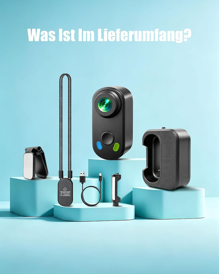 2K Mini Action Cam, Body Cam, Mini Vlog Kamera Dunkelschwarz, Dunkelschwarz