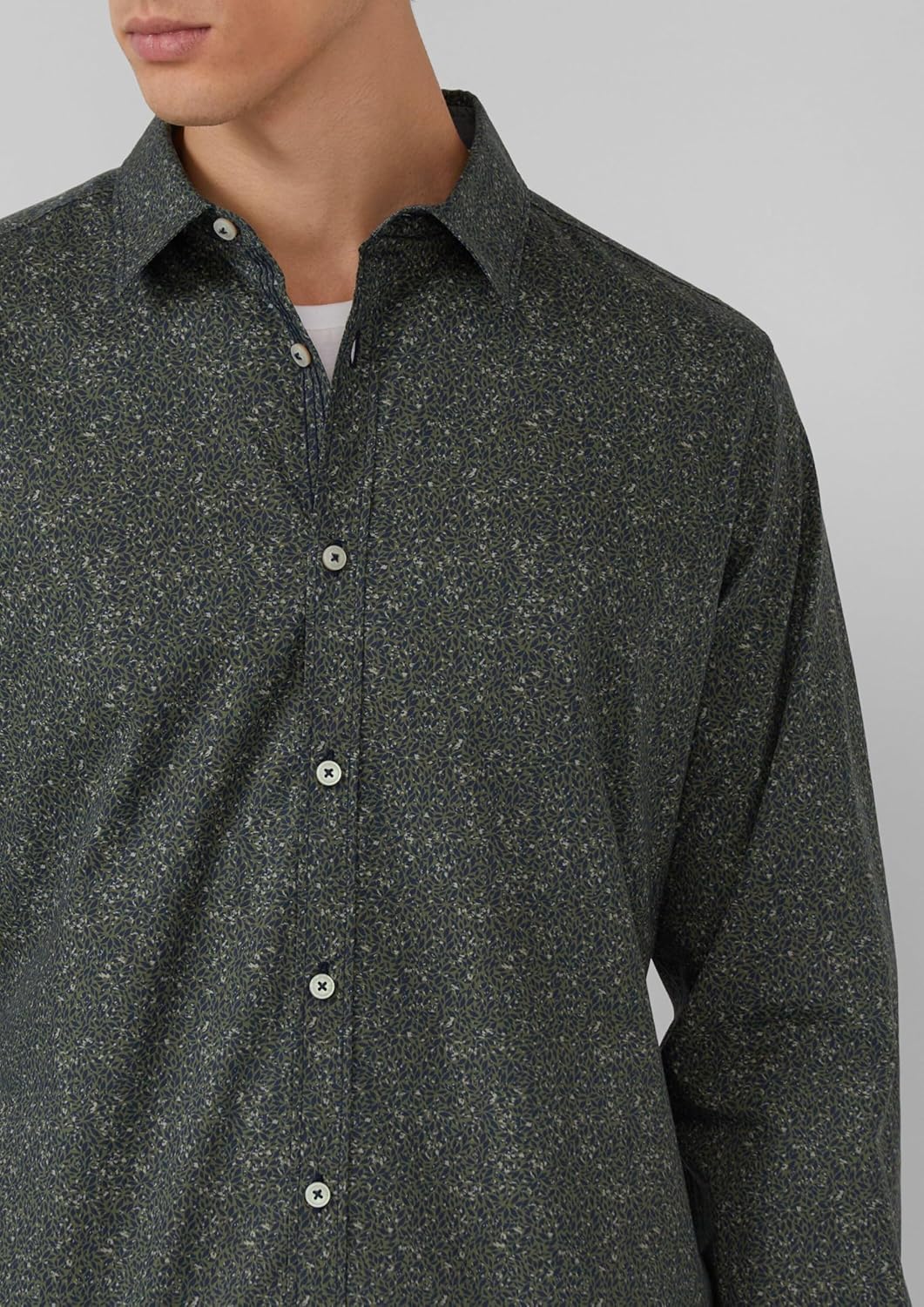 s.Oliver Slim Fit: Hemd aus Baumwollstretch mit All-over-Print 3XL 79a0_olivgrün, 3XL 79a0_olivgrün