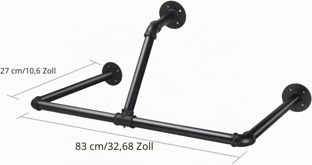 TANiCE Industrierohr Kleiderstangen 83cm Kleiderständer Wand Kleideraufbewahrung zur Wandmontage für