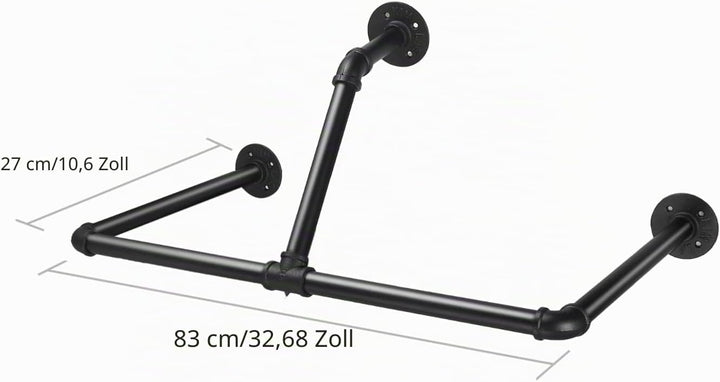 TANiCE Industrierohr Kleiderstangen 83cm Kleiderständer Wand Kleideraufbewahrung zur Wandmontage für