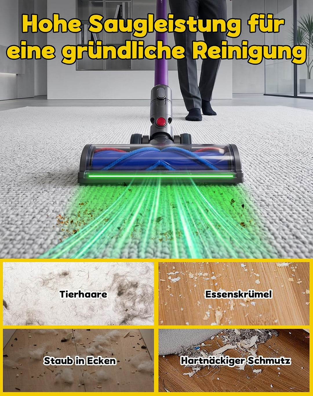 Elektrische Bürste kompatibel mit Dyson V6 DC62 DC58 DC59 DC61 DC74 V6 Animal V6 Fluffy, V-förmige B