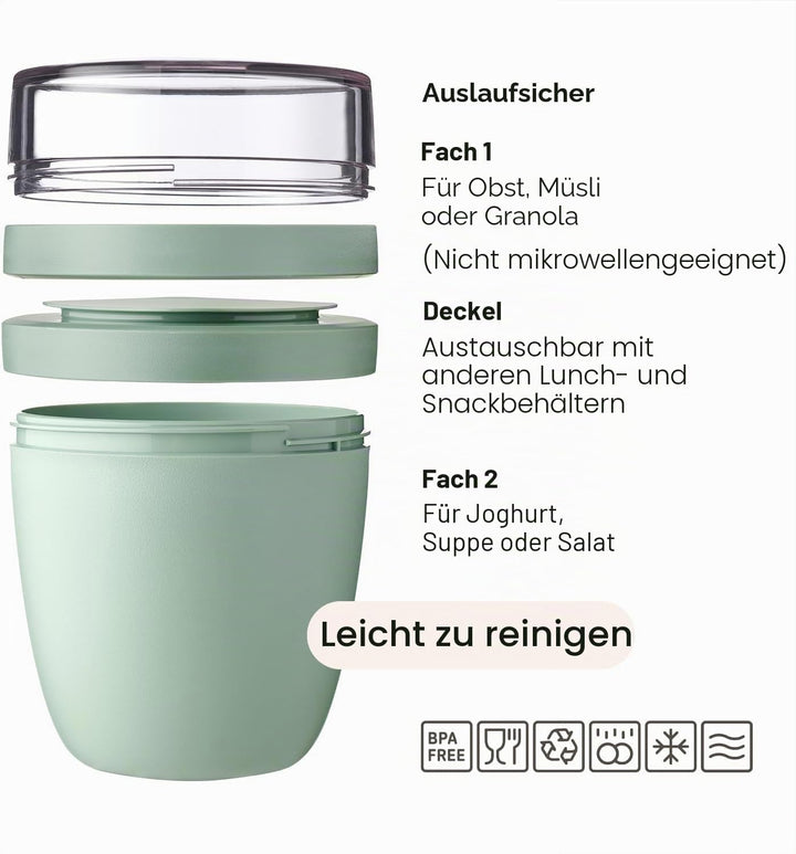 Mepal | Lunchpot Vario | erstelle dir deinen Lunchpot wie er dir gefällt | Praktischer Müslibecher |