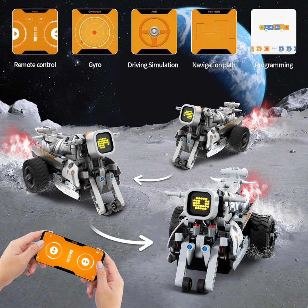 Technik Roboter Kinder für Jungen, 3-IN-1 Technik Bauspielzeug mit App-Fernsteuerung,Dinosaurier/Mot