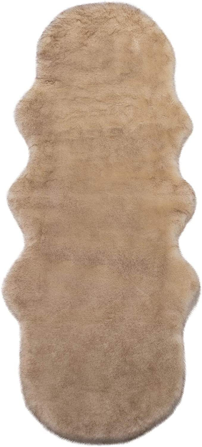WOLTU Fellteppiche Schaffell, Kunstfell Lammfellimitat Teppich flauschig, Longhair Fell Optik, Dekof