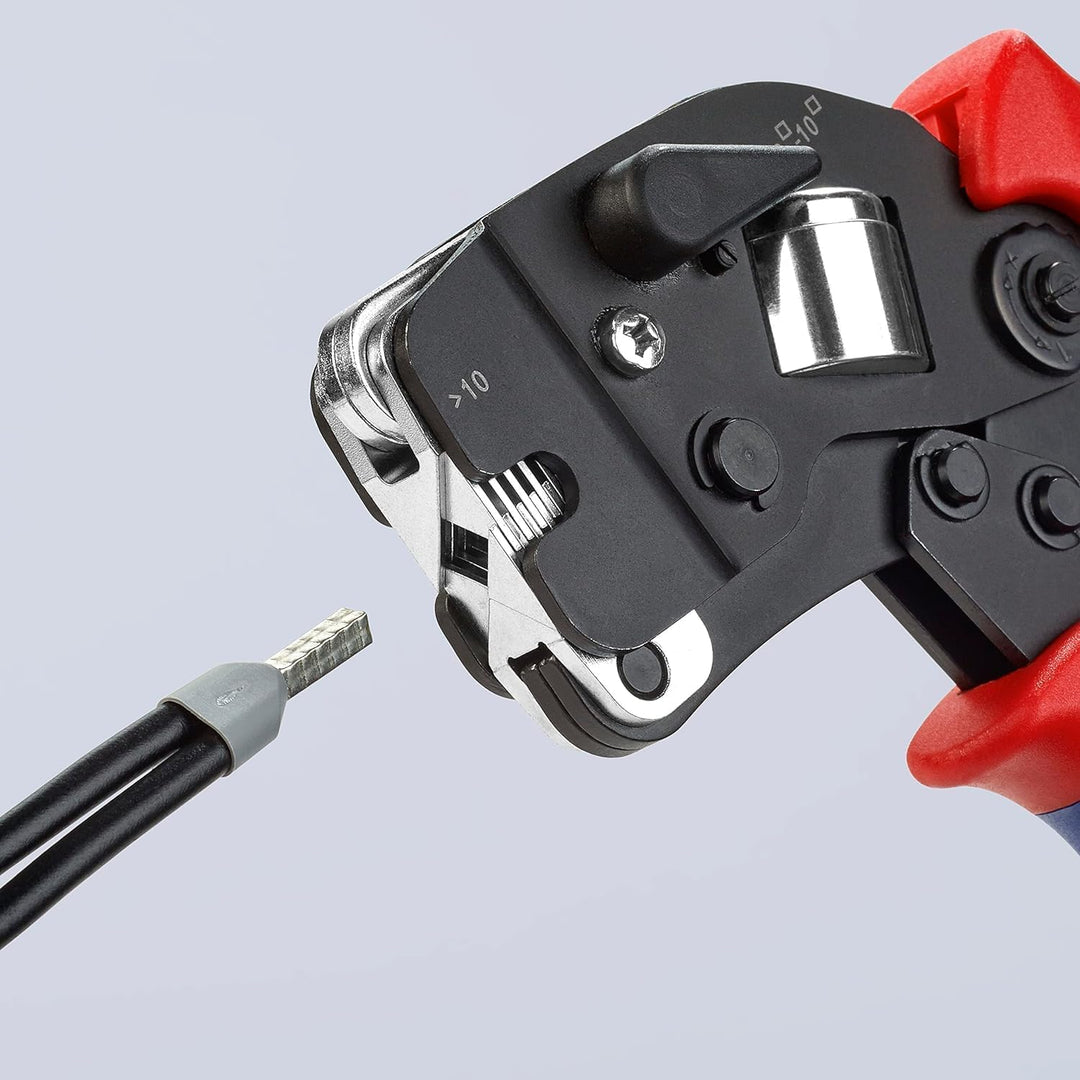 Knipex Selbsteinstellende Crimpzange für Aderendhülsen mit Fronteinführung brüniert, mit Mehrkompone