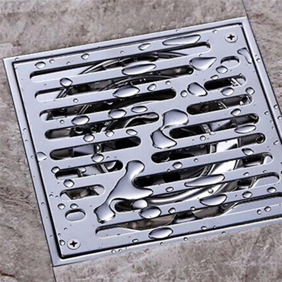 Fdit Bodenablauf,150 * 150mm Edelstahl Quadrat Geruchsneutral Badezimmer Bodenablauf Waste Gate Quad