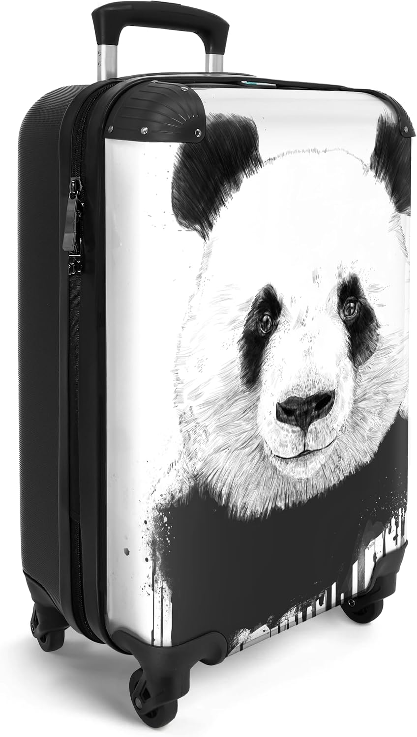 NoBoringSuitcases.com® Koffer Handgepäck Trolley Rollkoffer Kleine Reisekoffer mit 4 Rollen - Panda