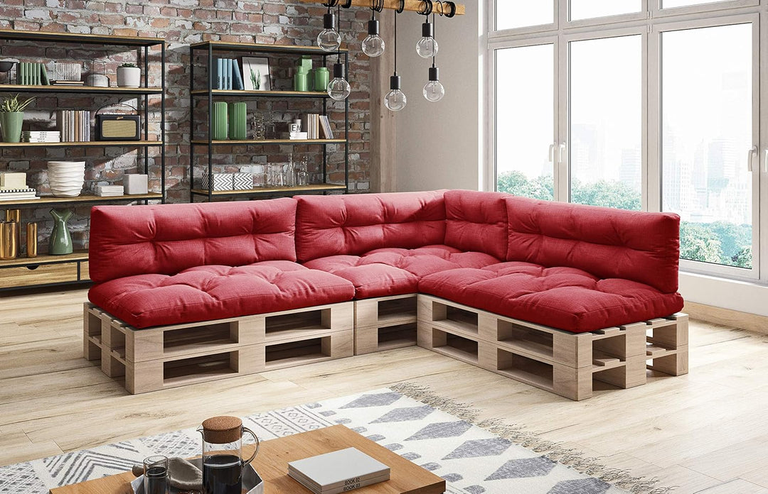 sunnypillow Palettenkissen für Palettenmöbel - 7er Set - Palettenauflage 120 x 80 für Palettensofa -