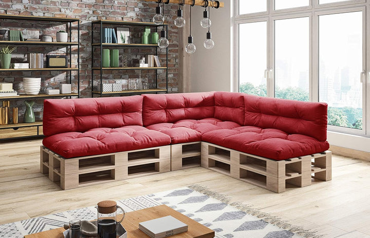 sunnypillow Palettenkissen für Palettenmöbel - 7er Set - Palettenauflage 120 x 80 für Palettensofa -